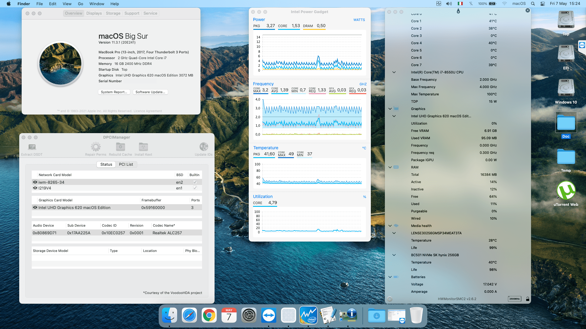 Success Hackintosh macOS Big Sur 11.3.1 Build 20E241 in Lenovo Thinkpad T580